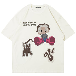 1984 Oversize T-shirt Boy and Cat - fashionupstore1