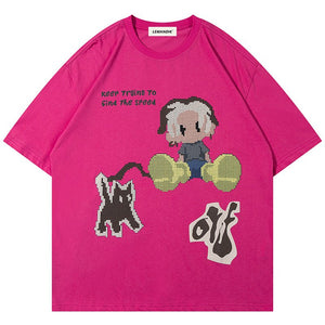 1984 Oversize T-shirt Boy and Cat - fashionupstore1