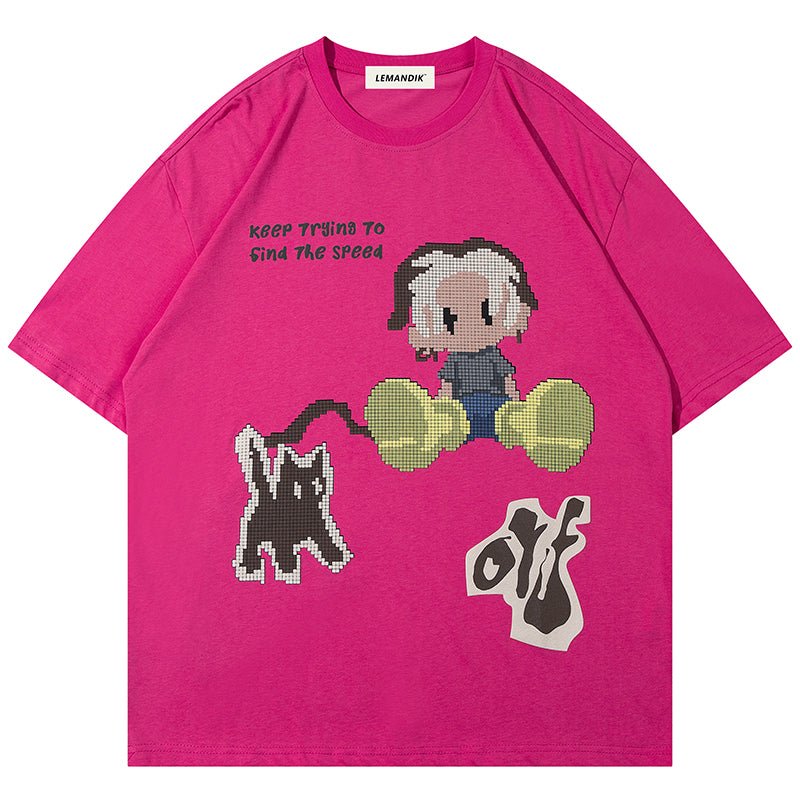 1984 Oversize T-shirt Boy and Cat - fashionupstore1