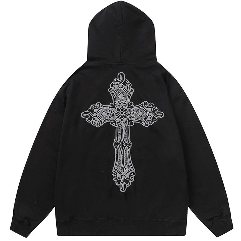 1984 Oversize Zipper Hoodie Foam Cross - fashionupstore1