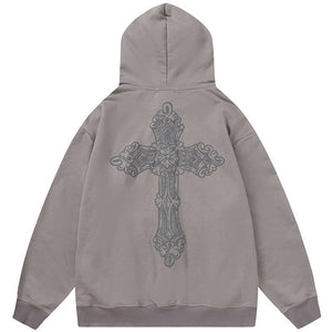 1984 Oversize Zipper Hoodie Foam Cross - fashionupstore1