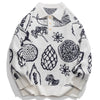 1984 Polo Collared Sweater Plant Printing - fashionupstore1