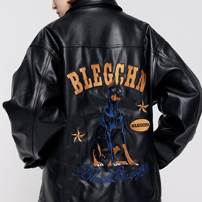 1984 PU Leather Winter Jacket Doberman - fashionupstore1