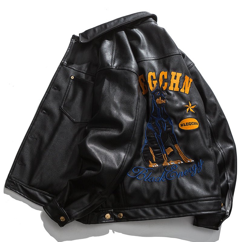 1984 PU Leather Winter Jacket Doberman - fashionupstore1