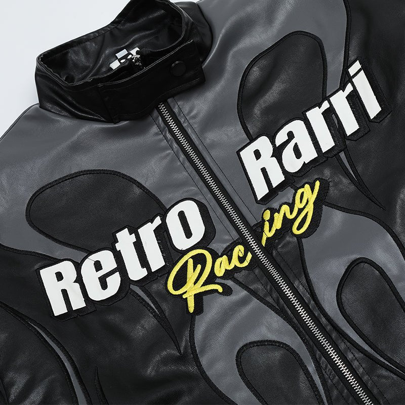 1984 Retro Racing Leather Jacket Hellfire - fashionupstore1