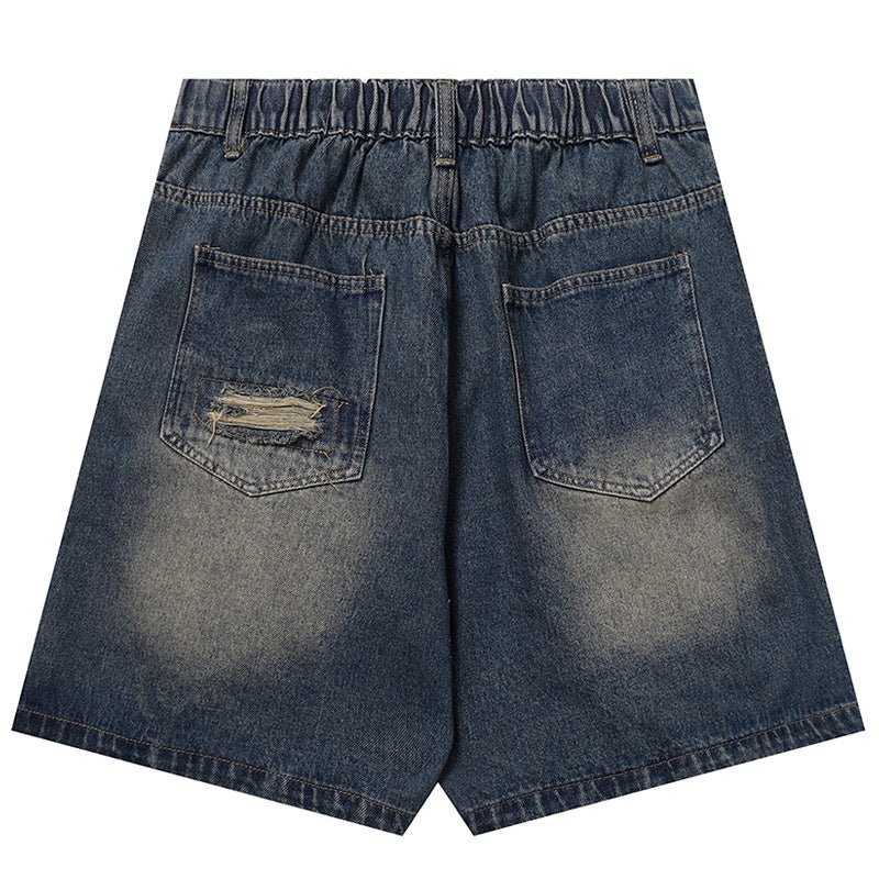 1984 Retro Washed Ripped Denim Shorts - fashionupstore1