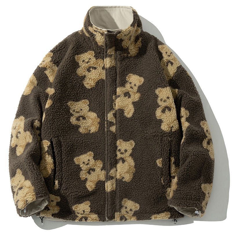 1984 Reversible Sherpa Winter Coat Cute Bear - fashionupstore1