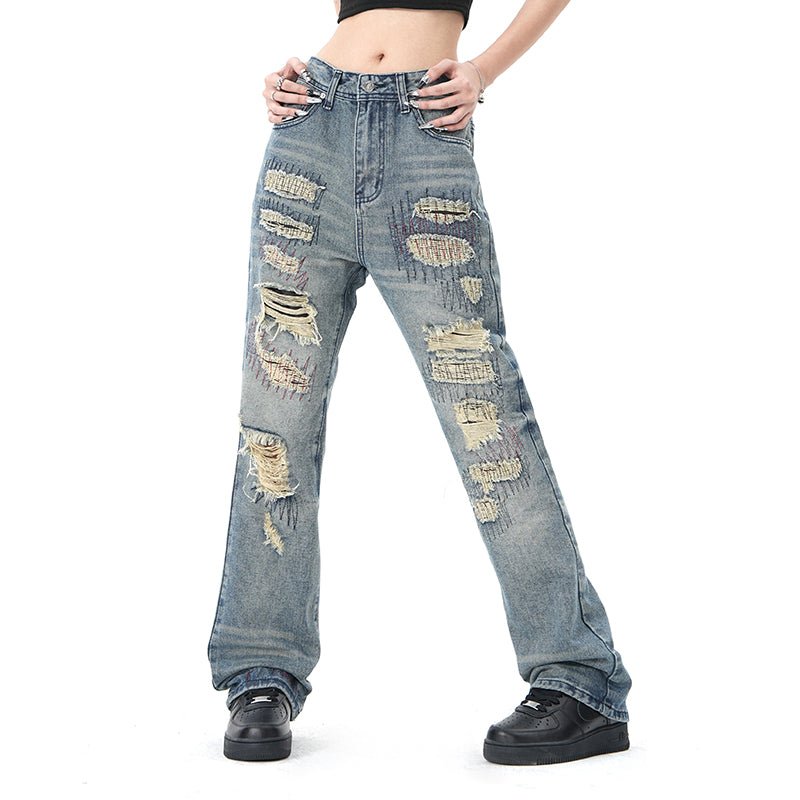 1984 Ripped Jeans Suture Hole - fashionupstore1