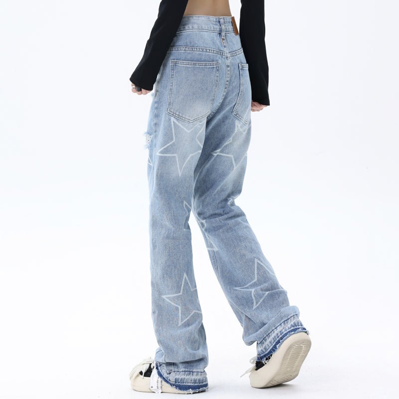 1984 Ripped Slim Fit Jeans Stars - fashionupstore1