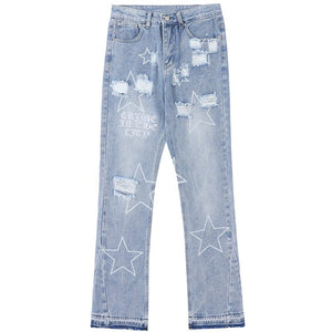 1984 Ripped Slim Fit Jeans Stars - fashionupstore1