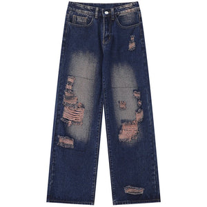 1984 Ripped Washed Straight Leg Jeans - fashionupstore1