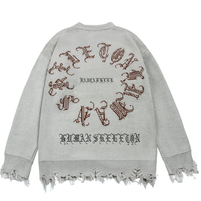 1984 Skeleton Knit Sweater Streetwear Style - fashionupstore1