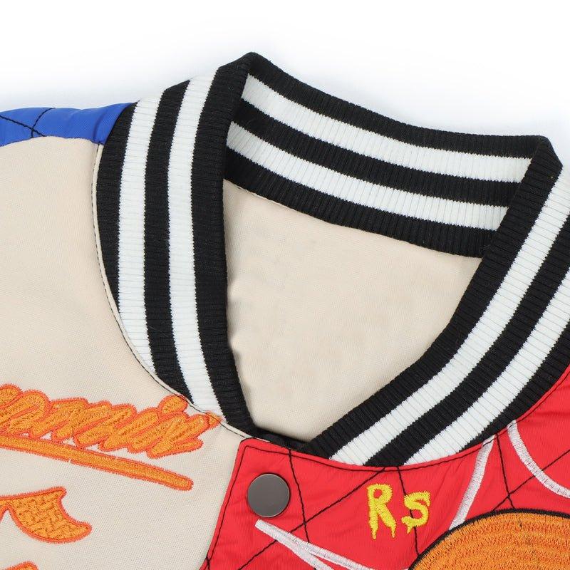 1984 Streetwear Baseball Jacket Embroidery Hamburger - fashionupstore1