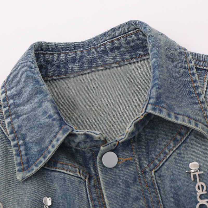 1984 Vintage Denim Jacket Embroidery Butterfly - fashionupstore1