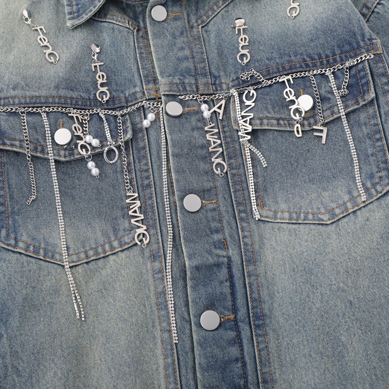 1984 Vintage Denim Jacket Embroidery Butterfly - fashionupstore1