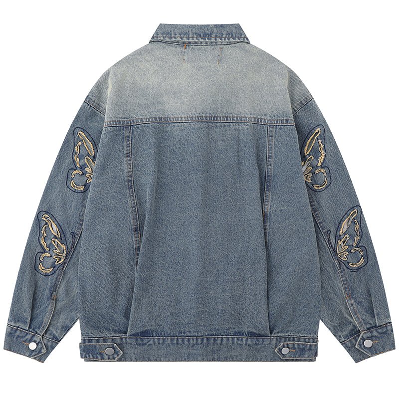 1984 Vintage Denim Jacket Embroidery Butterfly - fashionupstore1