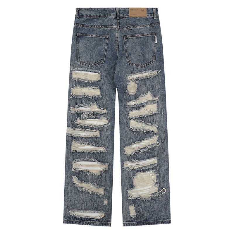 1984 Vintage Ripped Jeans Irregular Scratches - fashionupstore1