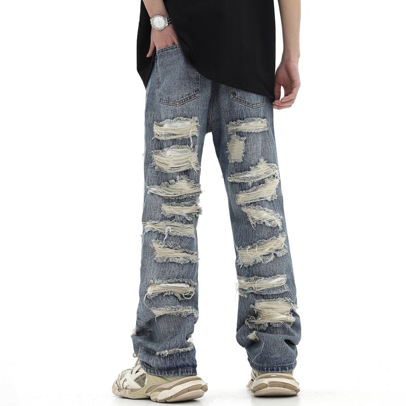 1984 Vintage Ripped Jeans Irregular Scratches - fashionupstore1