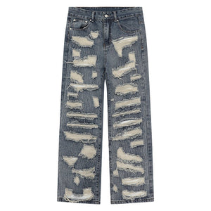 1984 Vintage Ripped Jeans Irregular Scratches - fashionupstore1