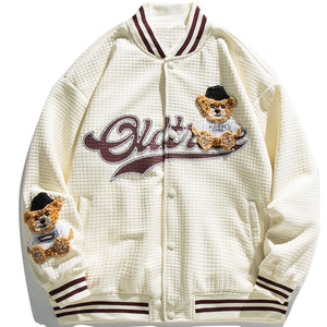 1984 Waffle Letterman Jacket Bear - fashionupstore1