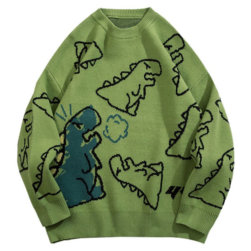 1984 Warm Knitted Sweater Full Dinosaur - fashionupstore1