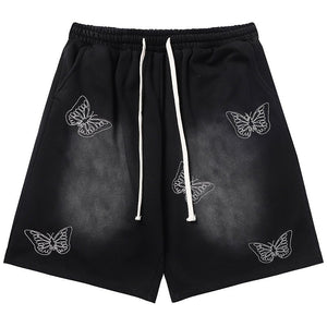 1984 Washed Shorts Embroidery Butterfly - fashionupstore1