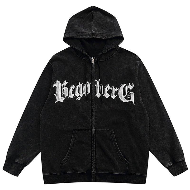 1984 Zip Up Hoodie Gothic Letter - fashionupstore1