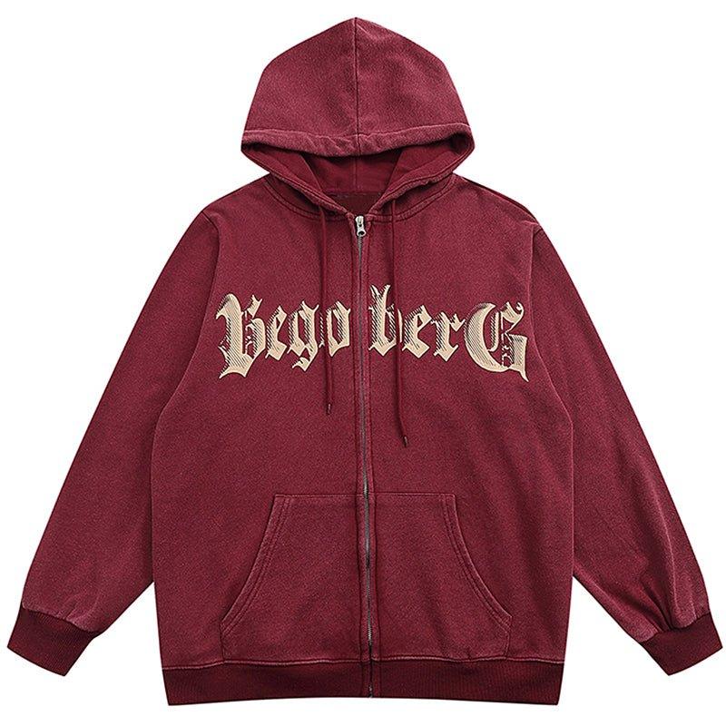 1984 Zip Up Hoodie Gothic Letter - fashionupstore1