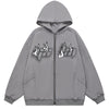 1984 Zip Up Suede Hoodie Embroidery Flame - fashionupstore1