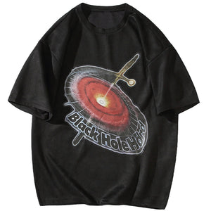 1984 Retro Suede T-shirt Black Hole Hard - fashionupstore1