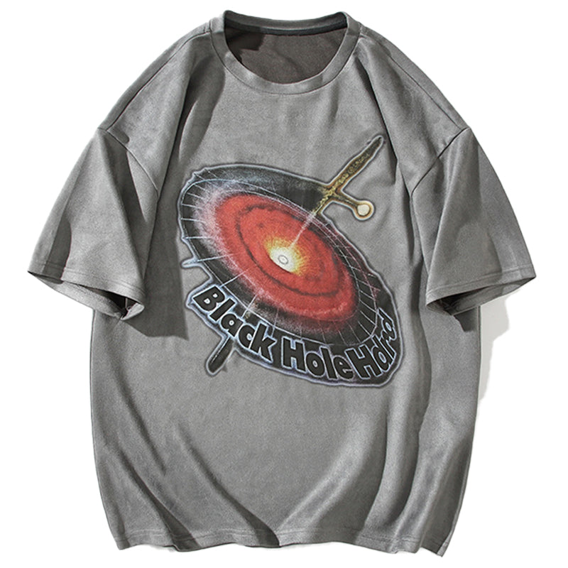 1984 Retro Suede T-shirt Black Hole Hard - fashionupstore1